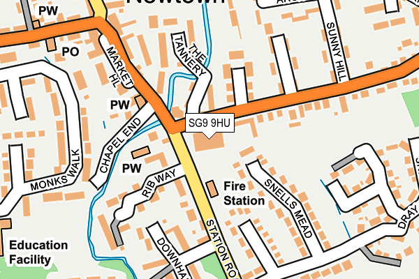 SG9 9HU map - OS OpenMap – Local (Ordnance Survey)