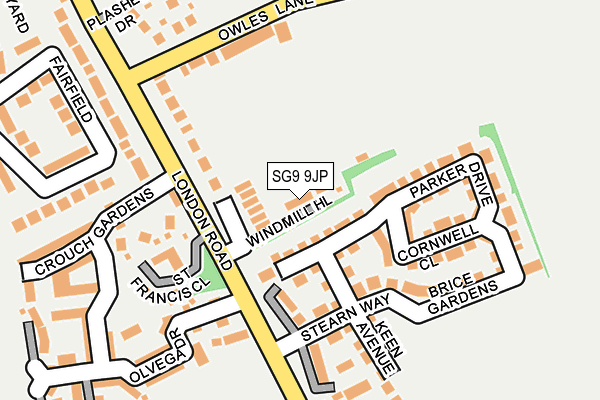 SG9 9JP map - OS OpenMap – Local (Ordnance Survey)