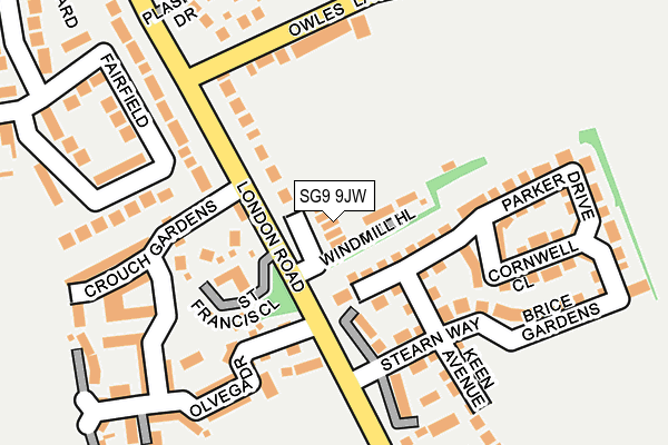SG9 9JW map - OS OpenMap – Local (Ordnance Survey)