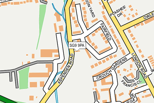 SG9 9PA map - OS OpenMap – Local (Ordnance Survey)