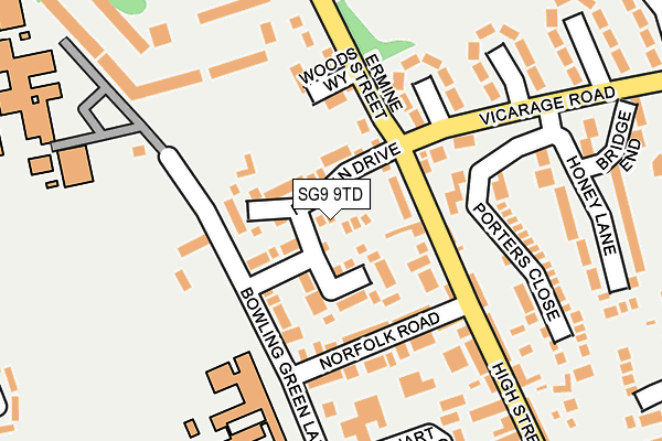 SG9 9TD map - OS OpenMap – Local (Ordnance Survey)