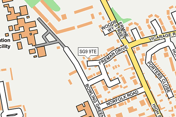 SG9 9TE map - OS OpenMap – Local (Ordnance Survey)