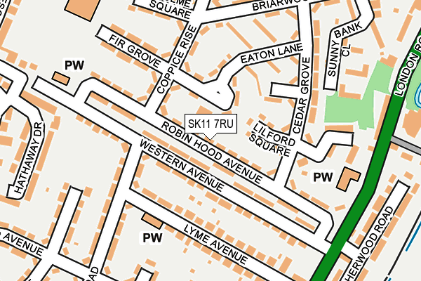 SK11 7RU map - OS OpenMap – Local (Ordnance Survey)
