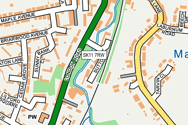 SK11 7RW map - OS OpenMap – Local (Ordnance Survey)