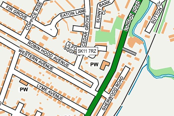 SK11 7RZ map - OS OpenMap – Local (Ordnance Survey)