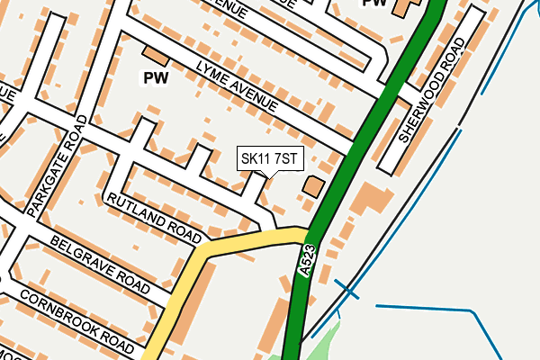 SK11 7ST map - OS OpenMap – Local (Ordnance Survey)