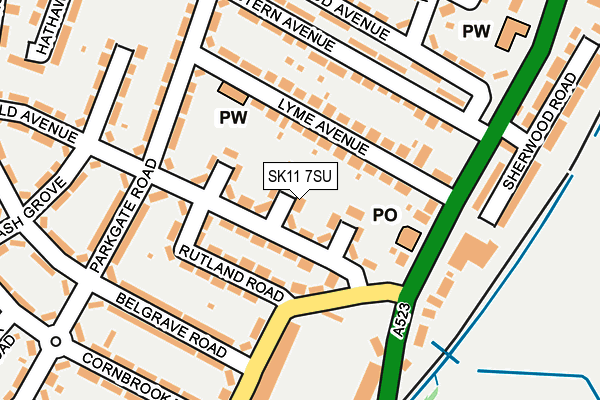 SK11 7SU map - OS OpenMap – Local (Ordnance Survey)