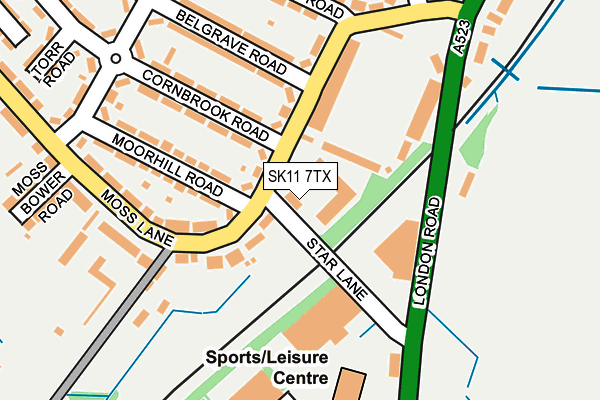SK11 7TX map - OS OpenMap – Local (Ordnance Survey)