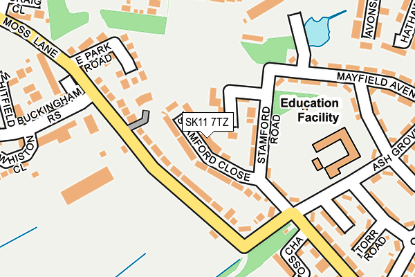 SK11 7TZ map - OS OpenMap – Local (Ordnance Survey)