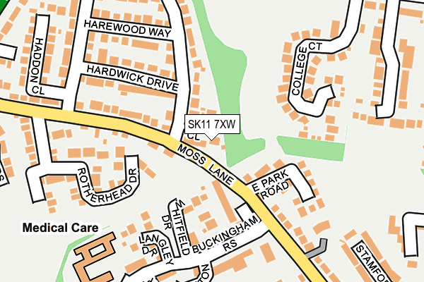 SK11 7XW map - OS OpenMap – Local (Ordnance Survey)