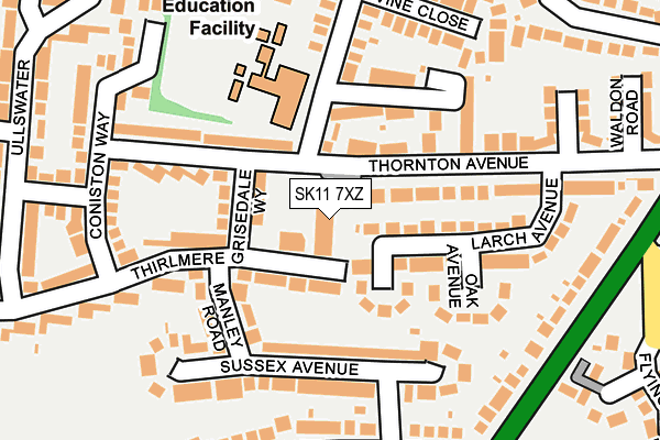 SK11 7XZ map - OS OpenMap – Local (Ordnance Survey)