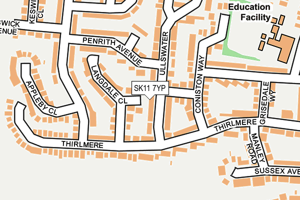 SK11 7YP map - OS OpenMap – Local (Ordnance Survey)
