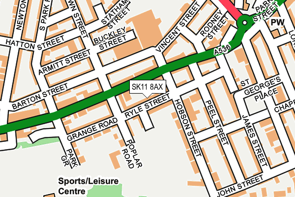 SK11 8AX map - OS OpenMap – Local (Ordnance Survey)