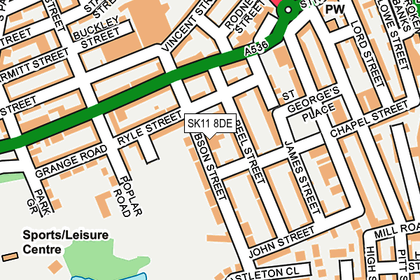 SK11 8DE map - OS OpenMap – Local (Ordnance Survey)