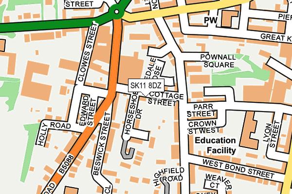 SK11 8DZ map - OS OpenMap – Local (Ordnance Survey)