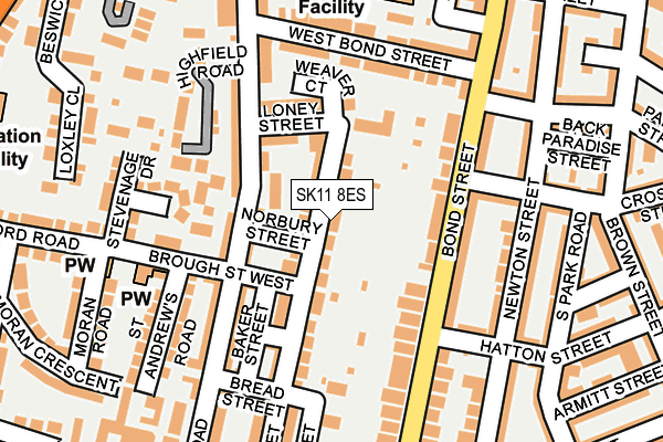SK11 8ES map - OS OpenMap – Local (Ordnance Survey)