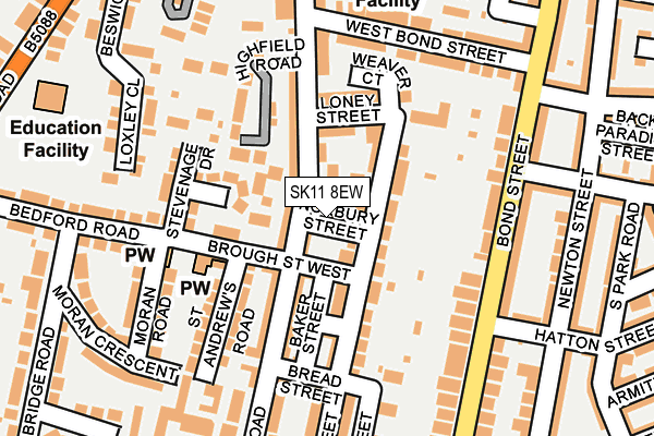 SK11 8EW map - OS OpenMap – Local (Ordnance Survey)