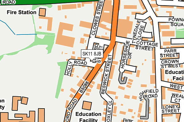 SK11 8JB map - OS OpenMap – Local (Ordnance Survey)
