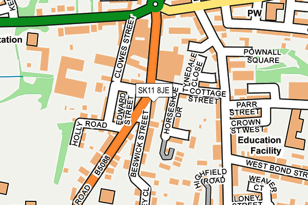 SK11 8JE map - OS OpenMap – Local (Ordnance Survey)