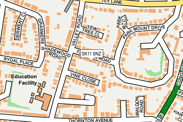 SK11 8NZ map - OS OpenMap – Local (Ordnance Survey)