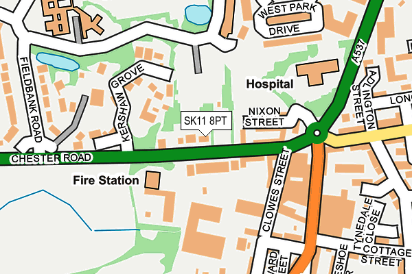 SK11 8PT map - OS OpenMap – Local (Ordnance Survey)