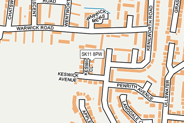 SK11 8PW map - OS OpenMap – Local (Ordnance Survey)