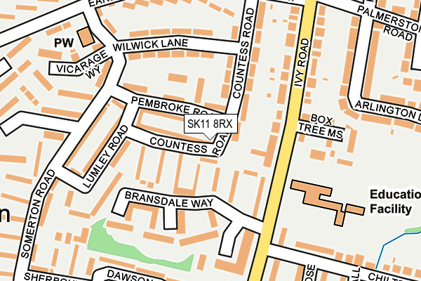 SK11 8RX map - OS OpenMap – Local (Ordnance Survey)