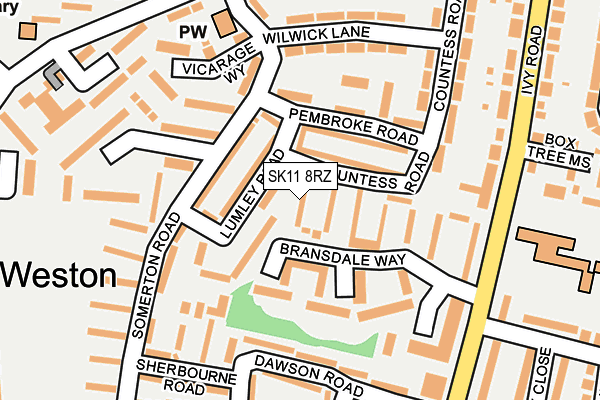 SK11 8RZ map - OS OpenMap – Local (Ordnance Survey)