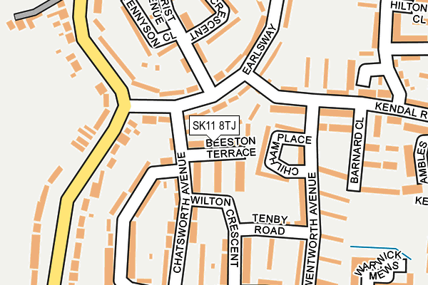 SK11 8TJ map - OS OpenMap – Local (Ordnance Survey)