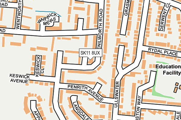 SK11 8UX map - OS OpenMap – Local (Ordnance Survey)
