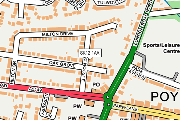 SK12 1AA map - OS OpenMap – Local (Ordnance Survey)