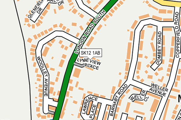 SK12 1AB map - OS OpenMap – Local (Ordnance Survey)