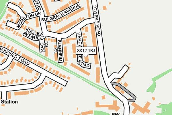 SK12 1BJ map - OS OpenMap – Local (Ordnance Survey)
