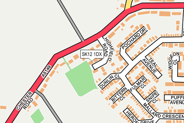 SK12 1DX map - OS OpenMap – Local (Ordnance Survey)