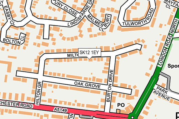SK12 1EY map - OS OpenMap – Local (Ordnance Survey)