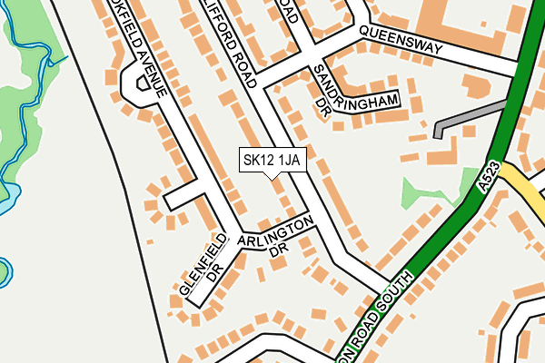 SK12 1JA map - OS OpenMap – Local (Ordnance Survey)