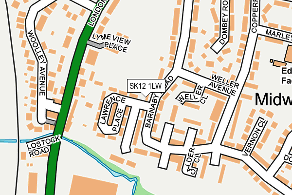 SK12 1LW map - OS OpenMap – Local (Ordnance Survey)
