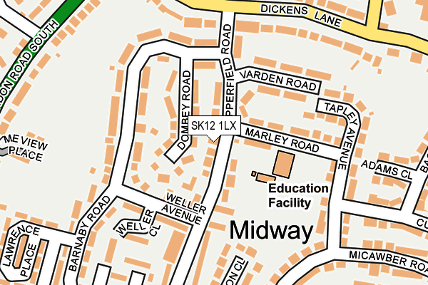 SK12 1LX map - OS OpenMap – Local (Ordnance Survey)