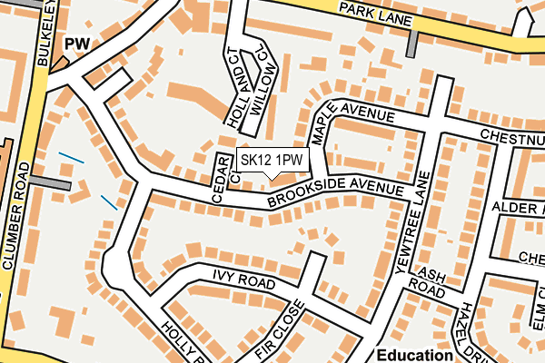 SK12 1PW map - OS OpenMap – Local (Ordnance Survey)