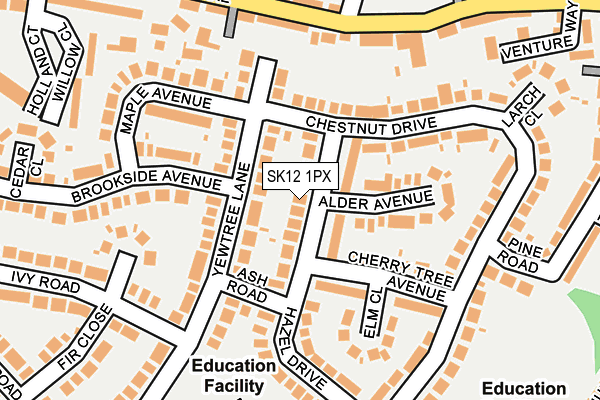 SK12 1PX map - OS OpenMap – Local (Ordnance Survey)