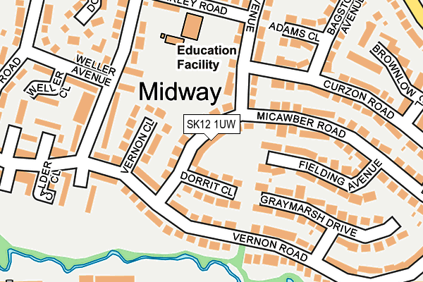 SK12 1UW map - OS OpenMap – Local (Ordnance Survey)