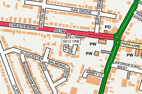 SK12 1WB map - OS OpenMap – Local (Ordnance Survey)