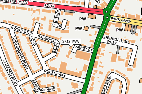SK12 1WW map - OS OpenMap – Local (Ordnance Survey)