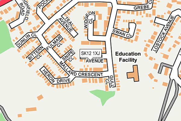 SK12 1XJ map - OS OpenMap – Local (Ordnance Survey)