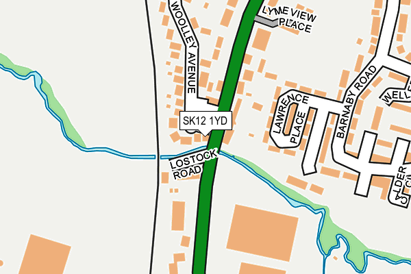 SK12 1YD map - OS OpenMap – Local (Ordnance Survey)