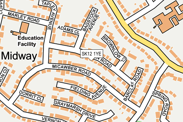 SK12 1YE map - OS OpenMap – Local (Ordnance Survey)