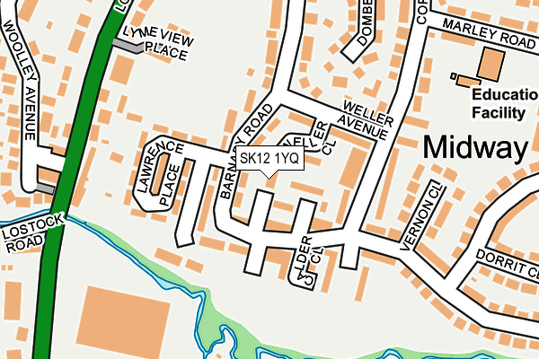 SK12 1YQ map - OS OpenMap – Local (Ordnance Survey)