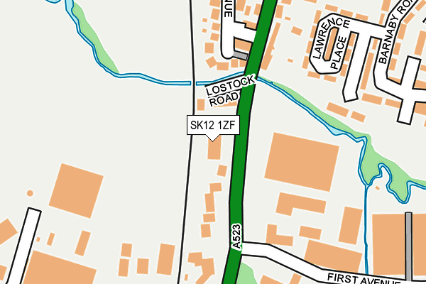 SK12 1ZF map - OS OpenMap – Local (Ordnance Survey)