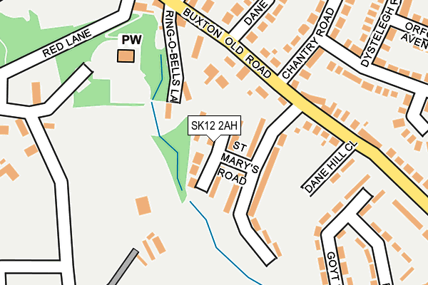SK12 2AH map - OS OpenMap – Local (Ordnance Survey)