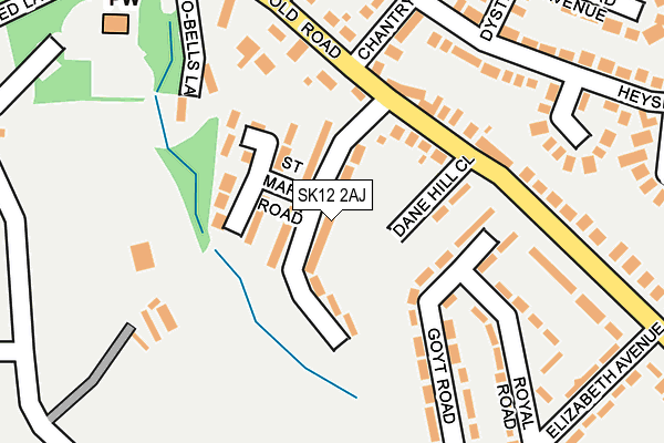 SK12 2AJ map - OS OpenMap – Local (Ordnance Survey)